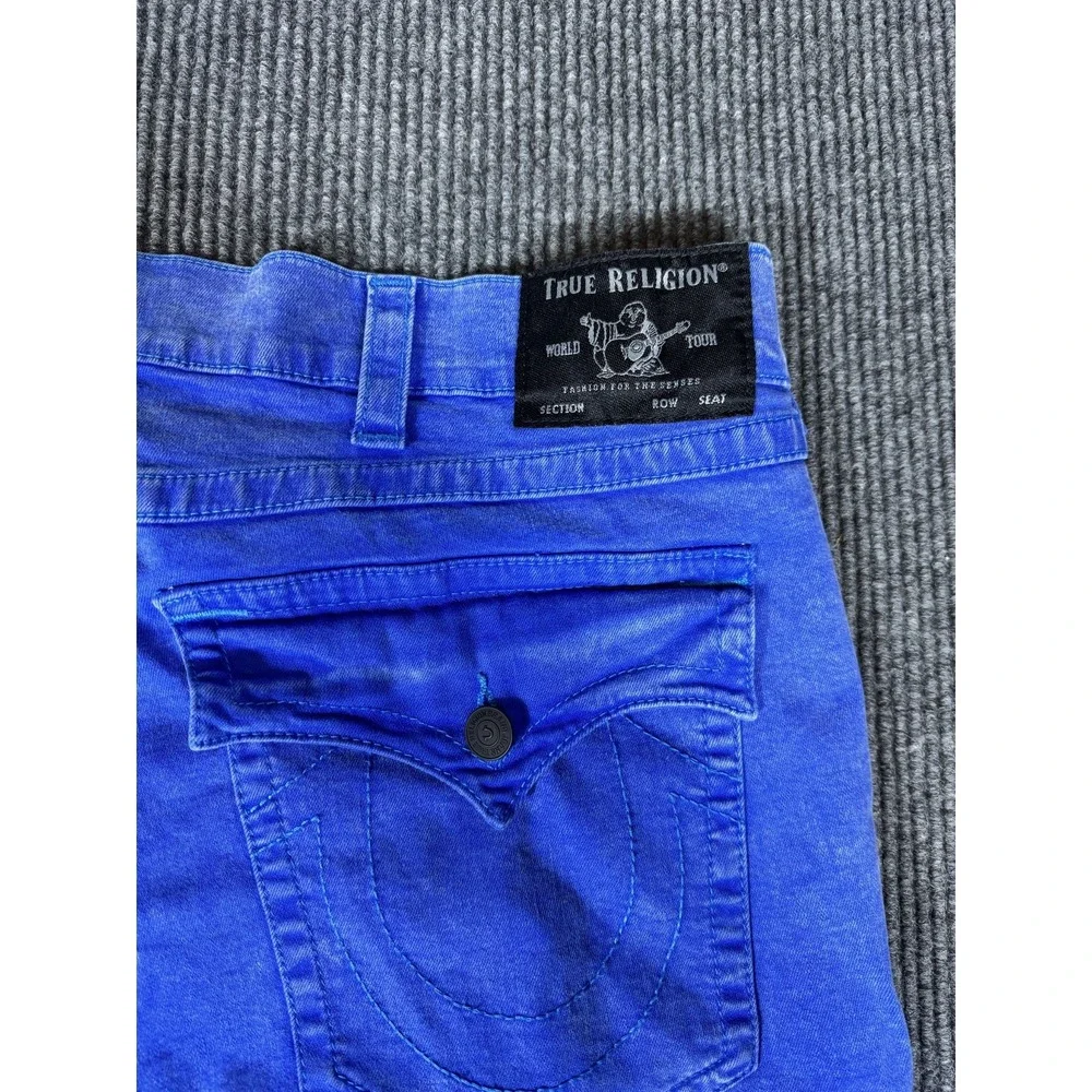 True Religion Ricky Flap Jean Shorts Jorts Mens 46 Denim Relaxed Straight Fit